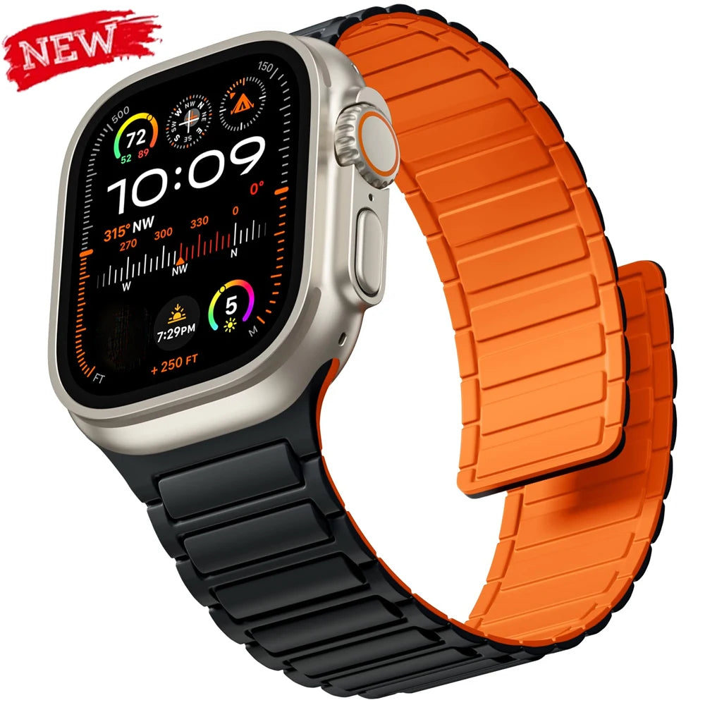 Magnetic Band for Apple Watch Ultra 3 49Mm 46Mm 42Mm 45Mm 44Mm 40Mm 41Mm Silicone Strap Iwatch Series 11 10 9 8 7 6 SE Bracelet